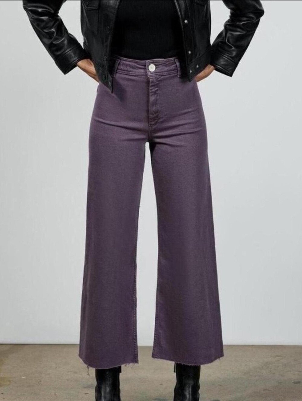 Zara The Marine Straight Jeans in Purple size 4